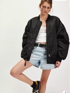 Alpha Industries Black Oversized MA-1 Mod Flight Jacket